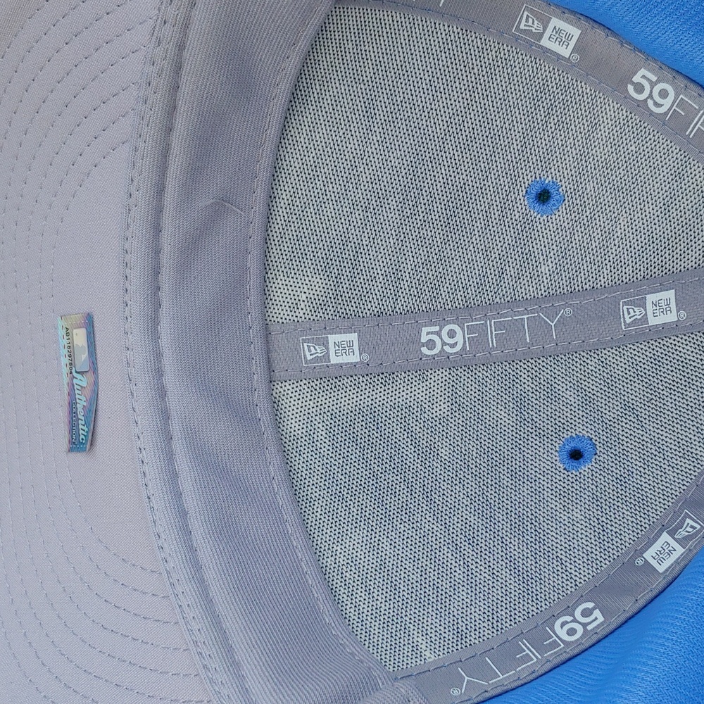 New Era Dodgers 59FIFTY Low Profile 7 7/8 Fitted Baseball Cap Light-Dark Blue - Picture 11 of 16
